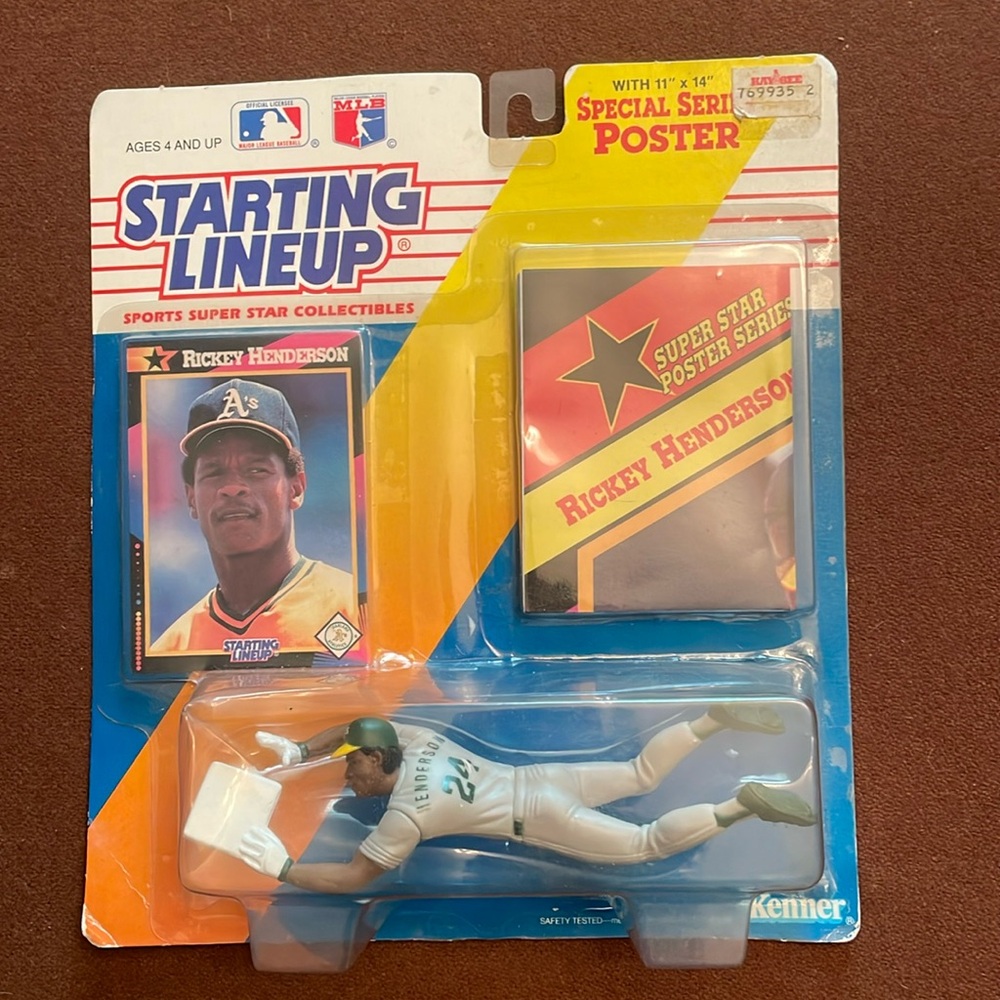 1992 Ricky Henderson starting lineup special series with 11 x 14 poster